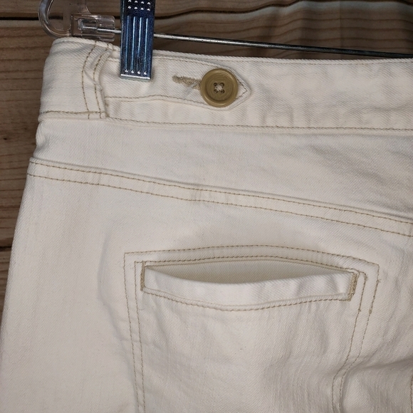 Old Navy jeans bootcut low mid rise stretch white cream ivory tan stitch 10 - Picture 4 of 8
